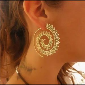 LOTUS Gold Boho Tribal Spiral Festival Earrings